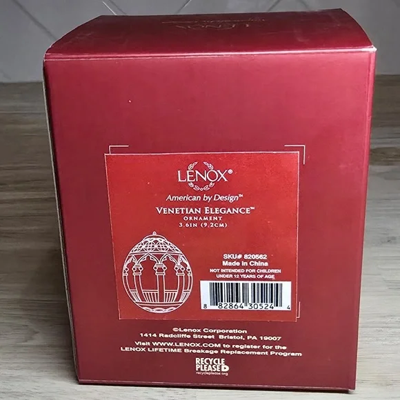 Lenox "Venetian Elegance" Porcelain Egg Ornament Blue Ivory Gold Trim 4" w/Box - Picture 6 of 6